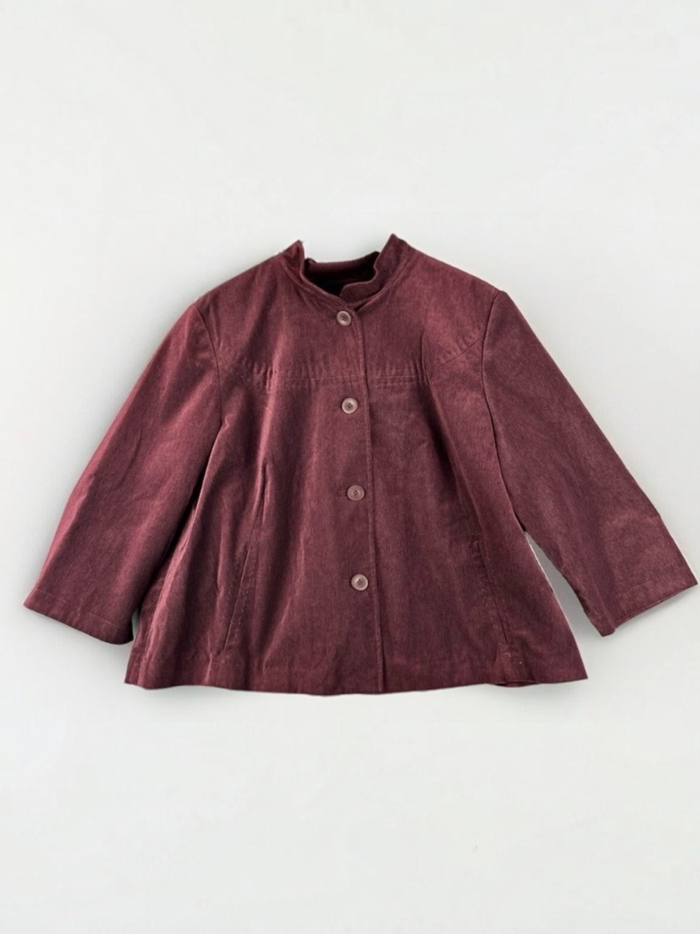J Jill Women's Swing Jacket Velvet Soft Wine Maroon Button Jacket Size Large